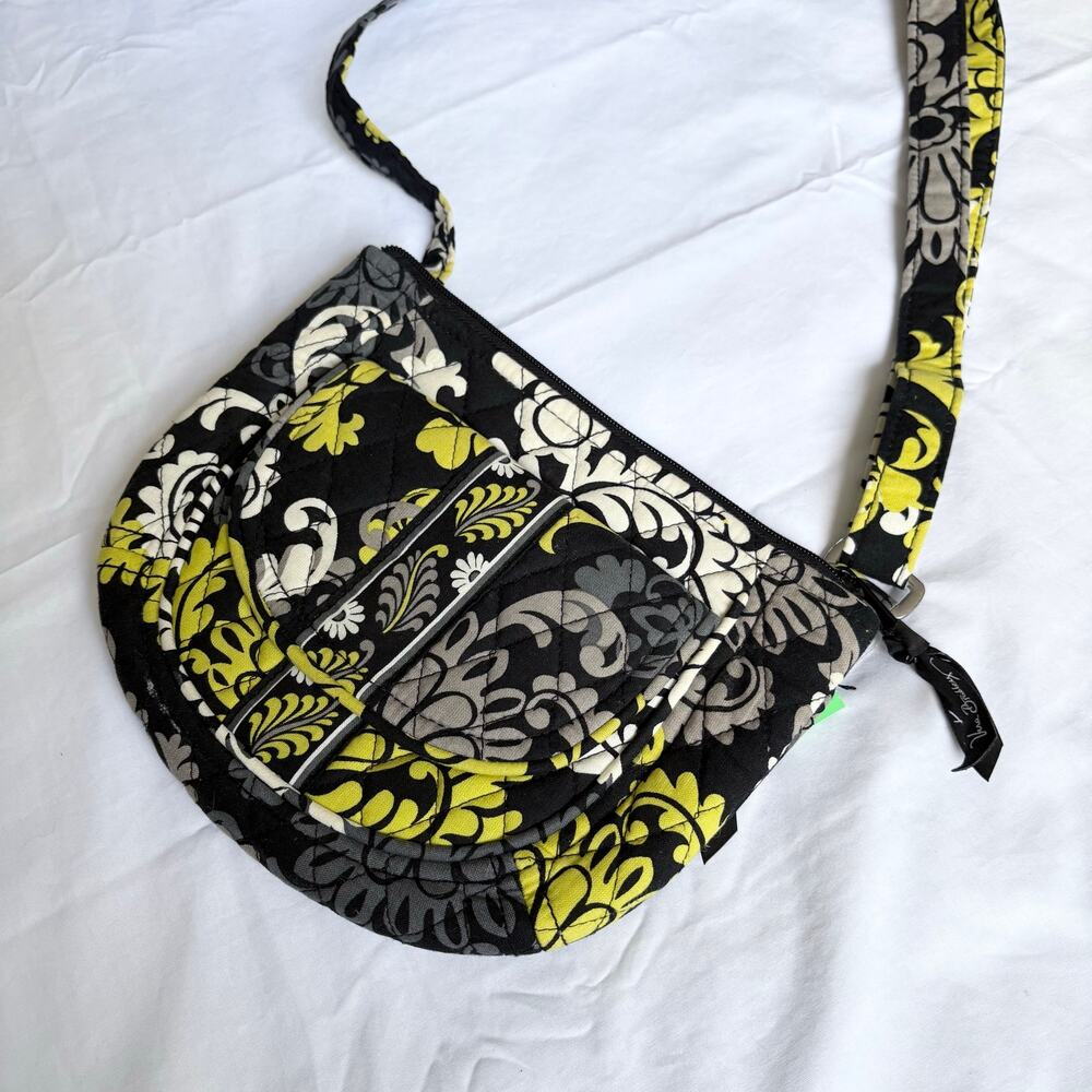Vera Bradley Lizzy Crossbody purse Baroque retired hipster quilted lime cotton